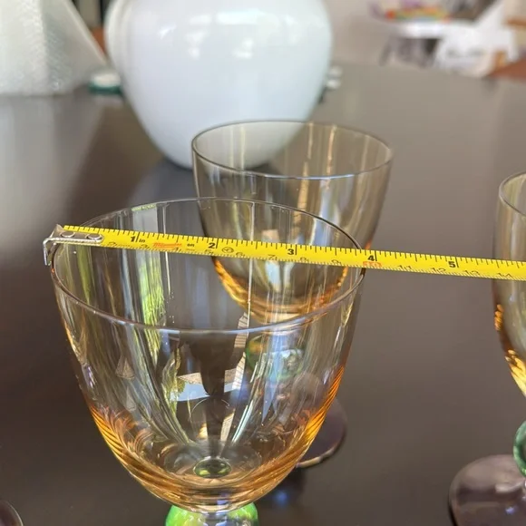 Set of 6 Vintage Krosno Poland tri color goblets - Picture 6 of 6